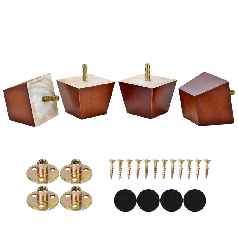 Michanco 2 inch Sofa Legs Square Furniture Feet Screw in Wood Replacement Leg Set of 4 for Ottoman Couch Armchair Recliner - Image 1